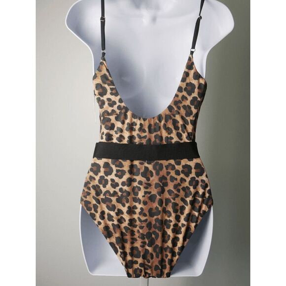 ENVYA Leopard Print Belted Retro One-piece Swimwear M - Picture 5 of 6
